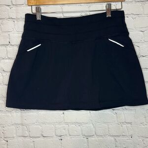 Athleta Womens Black Skorts Skirt Shorts size Medium Mesh Zipper Pocket